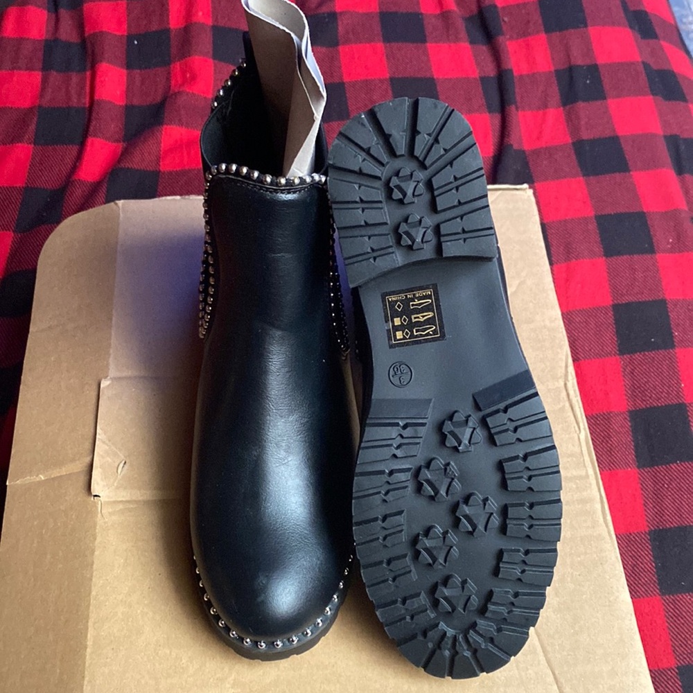 Black leather boots